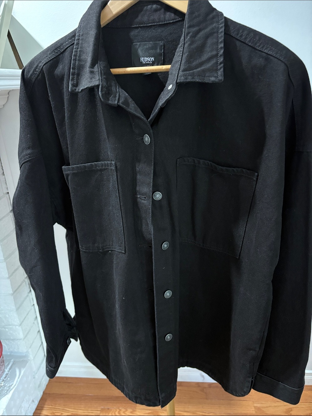 Hudson Jeans Black Button-Front Utility Shirt Jacket